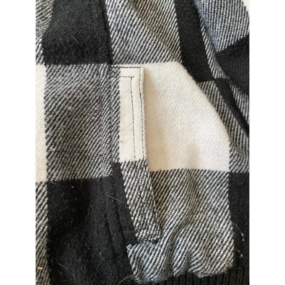 Justice Girl 12/14 Black White Plaid Coat With Faux Fur Trim Hood